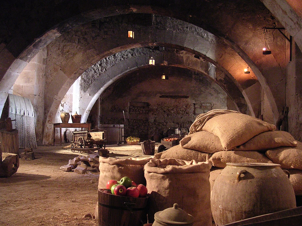 Apple - Old Warehouse of the Cistercian Monastery of "Santa María de Huerta" in the province of Soria (Castile-Leon), Spain.